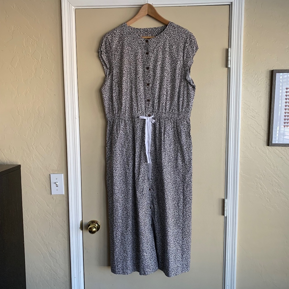 Loft Cheetah Print MIDI Dress Sz.14 Button Down Front Tie Waist Brown White NWT!